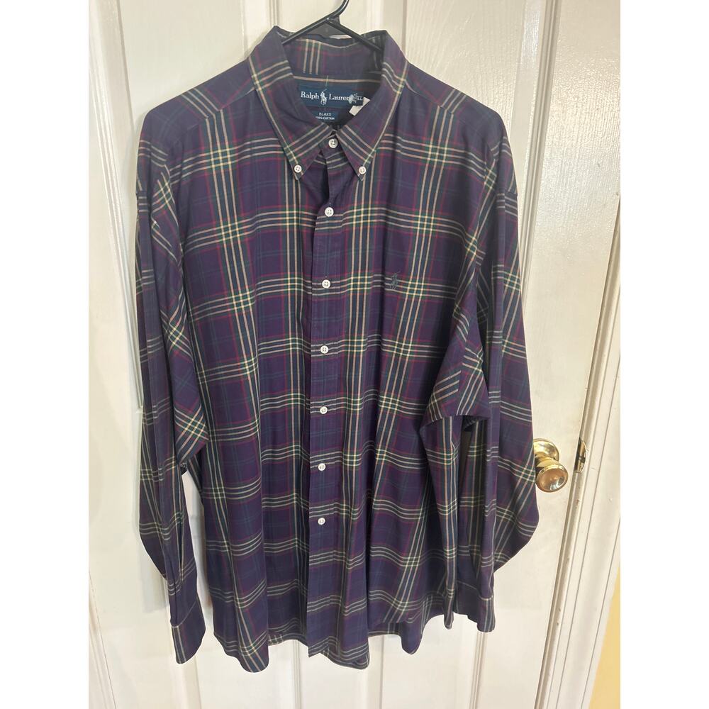 Ralph Lauren Blake Purple & Green Plaid‎ Buttonup Size XL